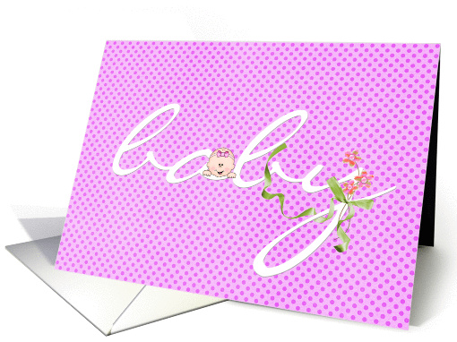 Baby Girl Shower invitation-pink polka dots card (1122708)