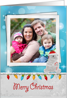 Christmas Polar Bear photo card with lights and tinsel card