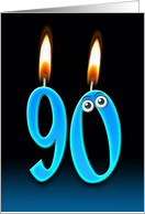 90th Birthday Party invitation with candles and eyeballs card