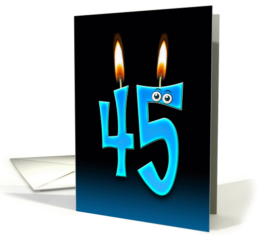 45th Birthday Party invitation with candles and eyeballs card