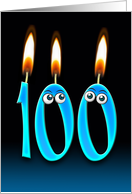 100th Birthday Party invitation with candles and eyeballs card