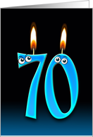 70th Birthday humor with candles and eyeballs card