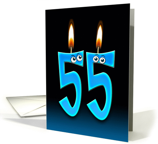 Brother's 55th Birthday humor with candles and eyeballs card (1140710)
