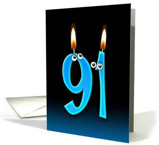 91st Birthday humor with candles and eyeballs card (1141534)