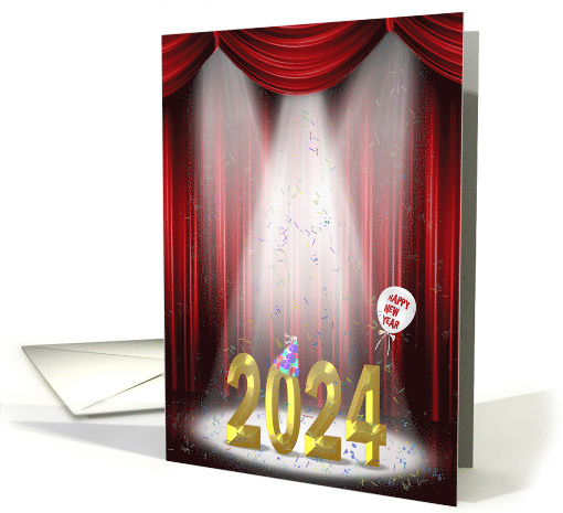 2024 New Year's Eve Party Invitation In Spotlight With Confetti card