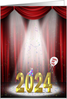 2024 New Year’s Eve Party Invitation In Spotlight With Confetti card