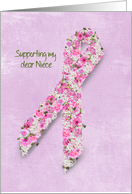 Floral Pink Ribbon for Breast Cancer Patient for Niece card