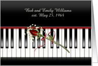 customized Anniversary for couple, red rose on piano keyboard card