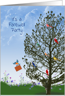 Goodbye Party-birds in tree with squirrels card