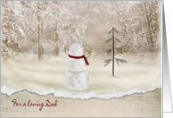 Christmas for Dad snowman with gold star ornament for pine tree card