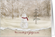 Christmas for Godparents-snowman with gold star card