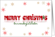 Merry Christmas for Pastor-snowflakes border on white with reflection card