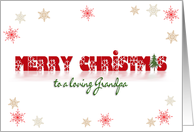 Merry Christmas for Grandpa-snowflake border on white with reflection card