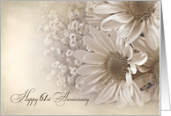 61st Wedding Anniversary-daisy bouquet in sepia tones and texture card