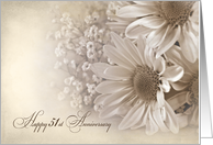 51st Wedding Anniversary daisy bouquet in sepia tones and texture card