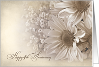 4th Wedding Anniversary daisy bouquet in sepia tones and texture card