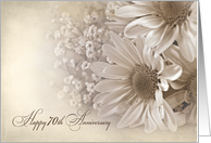 70th Wedding Anniversary daisy bouquet in sepia tone and texture card
