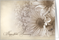 45th Wedding Anniversary-daisy bouquet in sepia tone and texture card