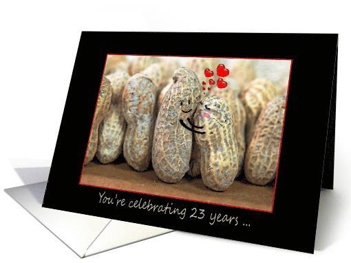 23rd Wedding Anniversary peanuts hugging with red hearts card