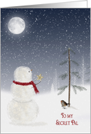 Christmas for Secret Pal-snowman with gold star and full moon card