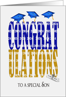 2024 Graduation For Son in Blue and Gold School Colors card