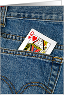 Anniversary for Wife, Queen of Hearts card in blue jean pocket card