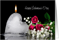 Valentine’s Day for Husband melting ice heart with roses and flame card