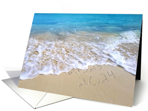 New Year 2024 Beach Text in Sand for Party card (1227264)