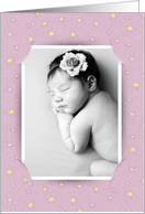Baby Girl Congratulations photo card with slit-like corners card