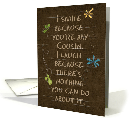 Birthday for Cousin, dark brown cracked background with flowers card