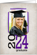 Purple 2024 Graduation Photo Frame Party Invitation card