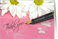 Thank You for hostess, white daisies with fountain pen card
