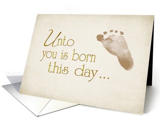 Priest's Christmas-baby footprint with Bible verse card (1300812)