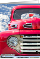 birthday retro red pick up truck with red fuzzy dice card