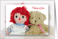 Thinking of You rag doll with teddy bear card