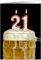 Polka Dot Candles for 21st Birthday in Beer Mug on Black card