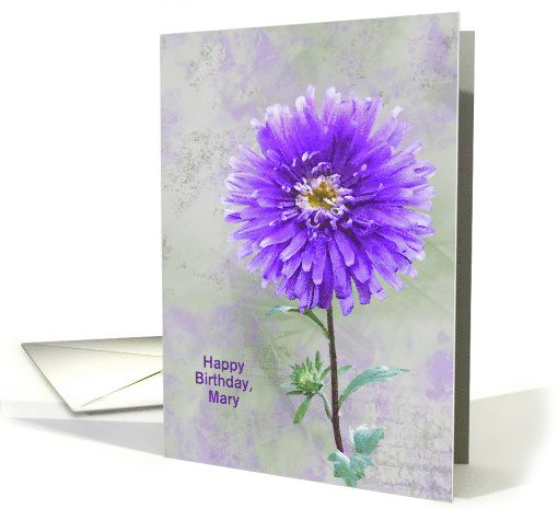 Birthday specific name-purple dahlia with soft textured... (1315732)