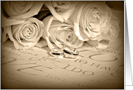 wedding congratulations for Sister-roses and rings in sepia card