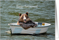 Retirement for Dad-smiling bear in dinghy card