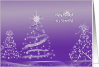 Secret Pal’s Christmas-white Christmas trees on purple background card