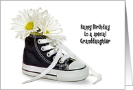 Granddaughter’s Birthday daisy bouquet in sneaker on white card