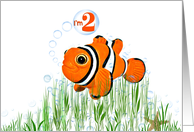2nd Birthday for Grandson clown fish with bubbles and starfish card