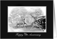 70th Wedding Anniversary-rose and pearls on champagne bottle card