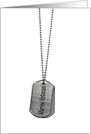 Marine Veteran dog tags thank you to Marine Veteran on Veterans Day card