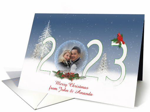 Christmas 2023 Snow Globe Photo Card with Snowflakes card (1342586)