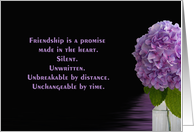 Purple Hydrangea With Water Reflection on Black for Friendship card