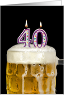 Polka Dot Candles for 40th Birthday in Beer Mug on Black card