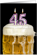 Polka Dot Candles for 45th Birthday in Beer Mug on Black card