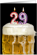 Polka Dot Candles for 29th Birthday in Beer Mug on Black card