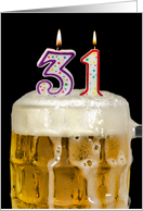 Polka Dot Candles for 31st Birthday in Beer Mug on Black card